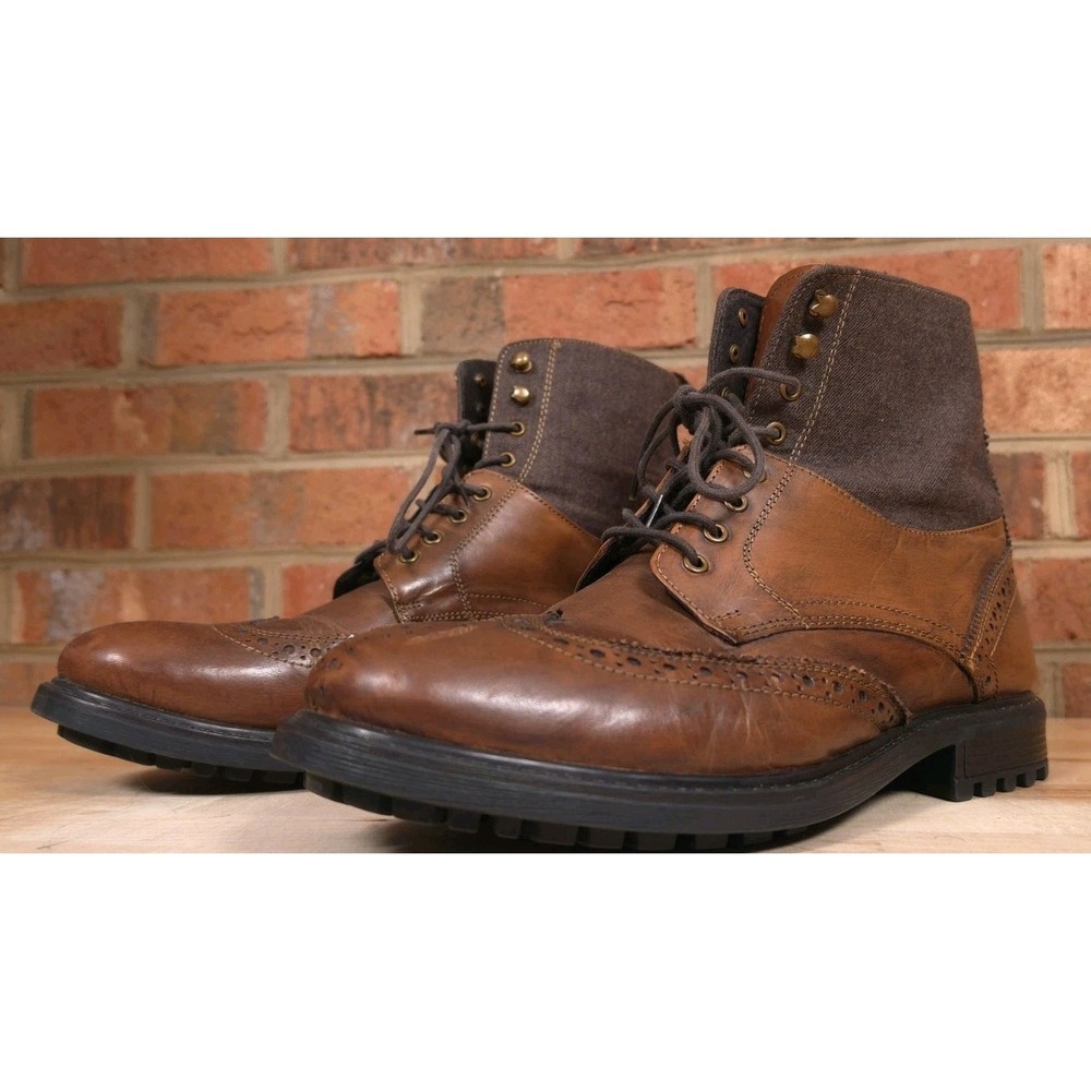 Ben Sherman Mens Daryl Brown Leather Wingtip Boots Brogue Size 12M - Picture 8 of 9